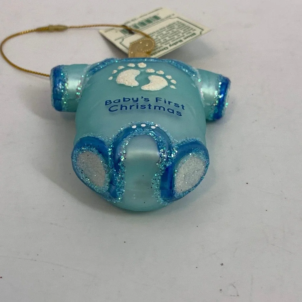 Old World Christmas Blue Baby's‎ First Christmas Onesie Ornament